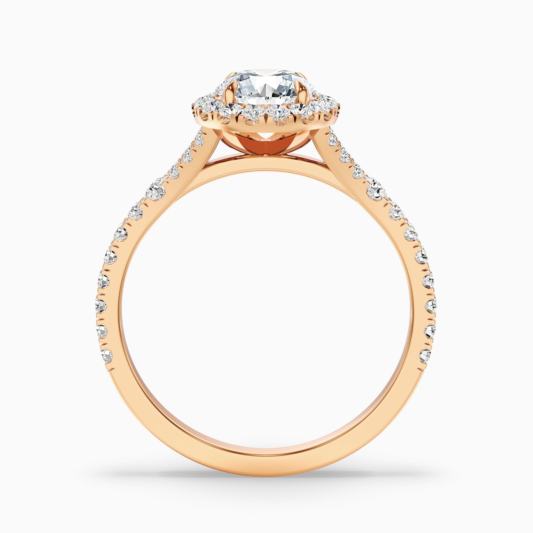 Aether 1 Carat Round Halo Pave Lab Grown Diamond Ring in 10k Rose Gold
